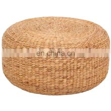 High Quality Water Hyacinth Ottoman Outdoor Cushion/ Hand Woven Round Water Hyacinth Chair Cushion For Living Room Vietnam