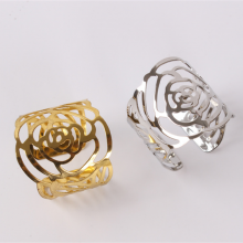 Wholesale Gold And Silver Colored Metal Napkin Ring With Flower Design thumbnail-5