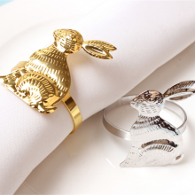 Embossed Gold & Silver Plated Rabbit Napkin Holder Ring For Restaurant Table Decoration