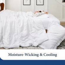 Luxury 5 Star Hotel Linen 100% Cotton Hotel Bedding Set Custom Logo White Flat Bed Sheets Pillowcase Duvet Cover thumbnail-2