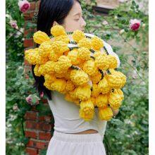 YELLOW ROSE CROCHET FLOWER BOUQUET BLANKET GIFT thumbnail-3
