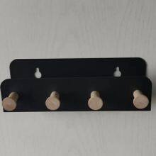 Wall Mounted Carbon Steel Rack Key Holder Home Decorative Wall Hooks Rail Hooks Rails Rack Black Hat Metal Hooks thumbnail-4