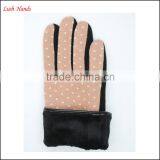 Ladies Dotty Micro Velvet Gloves With Bow for Wholesale thumbnail-1