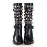 Chunky Heel High Ankle Boots Five Star Embelished Front Buckle Rubber Boots Wholesale Women Shoes Boots thumbnail-1