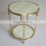 2016 Foshan Shunde Factory Supply White Marble Metal Stainless Steel Coffee Table thumbnail-1