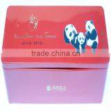 Rectangular-shaped Tea Tins With Three Panda Printing Outside