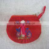Hand Embroidery Round Purse Red for Tourist thumbnail-1