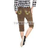 Bavarian LEDERHOSEN Goat Suede Leather Pants Oktoberfest DARK GREEN Size W24-W32 thumbnail-3