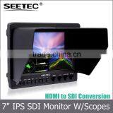 Build-in HDMI to SDI Conversion Output Squared Segmentation IPS Wide View Angle Waveform 7 Inch Portable Video Monitor