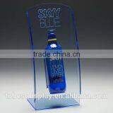 Beautiful Blue Logo Engraving Acrylic Wine Bottle Holder,acrylic Wine Display,acrylic Wine Rack