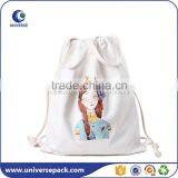 Custom Silk Screen Backpack Cotton Bag With Drawstring thumbnail-3