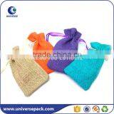 New Various Colors Jute Drawstring Pouch Custom Logo Made in China thumbnail-5