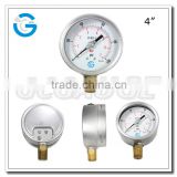 High quality 4 inch stainless steel case pressure-gauge with brass mount