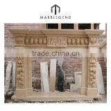 Hand Carving White Marble Flower Design Fireplace Mantel / Surround thumbnail-2