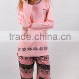 Kevince Polar Fleece Pyjamas Set Woman Pajama Pink Snowflake 1000pcs up OEM Factory Directly thumbnail-1