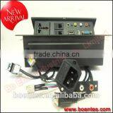 Conference Table Conceal Socket for Desktop Button Pop Up Power Socket Box With VGA/HDMI Wires Connected Plug thumbnail-3