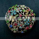 45mm Big Epoxy Colorful Flowers Crystal Round Filigree Victorian Fashion Women Brooch Jewelry 6520001 thumbnail-1
