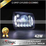 New-5x7in 42W Automotive Truck off Road Sealed Beam Led Headlight Dual Beam With Halo Ring H4 Plug thumbnail-3
