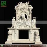 Freestanding White Marble Statue Double Decorative Fireplace Mantel thumbnail-1