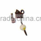 Metal Decorative Kettle Hook With Ceramic Knob, Home Decoration Hooks, Metal Wall Art Hooks, European Style Hooks, Vintage Hooks thumbnail-1