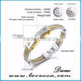Cubic Zirconia Inlaid Jewelry 316l Stainless Steel Cuff Bracelet Men thumbnail-5