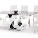 Modern Dining Table With Marble Top and Chrome Base thumbnail-6