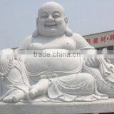 Chinese Stone Antique Hand Made Carved Marble Laughing Buddha Garden Statues