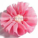 Fabric Chiffon Flower With Pearl Beads Center for Kids Hair Accessories thumbnail-6