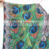 Peacock DIGITAL Print Crepe Silk Kaftan CAFTAN Tunic Poncho Blouse PEACOCK PRINT thumbnail-3
