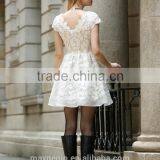 Hot Sale 2015 Guangzhou Garment Cocktail Formal Organza Lace Embroidery Sun Flowers Lady Evening Dresses thumbnail-4