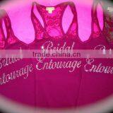 Fashion Wedding Rhinestone Bride Entourage Cotton Lace Tank Tops Wholesaler thumbnail-1
