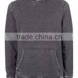 OEM Service Stone Washing Plain Sweatshirt Men Dark Grey Burnout Wash Hoodie Blank Pullover Custom Branding thumbnail-3