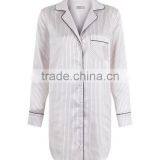 MGOO Women Stripe Satin Oversized Pyjama Boyfriend Button Up Shirt Dress Pajamas Long Sleeve thumbnail-4