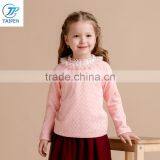 Winter Girls Knitted t Shirt Decorated With Lace And Pearl Around Neck Kids Long Sleeve Clothes thumbnail-1