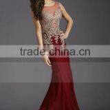 2016 Prom Dresses Scoop Mermaid Sweep/Brush Spandex With Applique Sleeveless Burgundy/Maroon thumbnail-2
