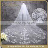 2016 New Fashionable Bridal Accessories Five-layer Appliqued Edged White Long Wedding Veil thumbnail-1