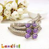 3.35inch Antique Brass Round Crystal Candy Bead Sewing Handmade Purse Frame thumbnail-3