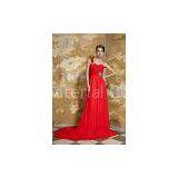 Gorgeous One Shoulder Sweetheart Chiffon Red Evening Dress Long Party Dress Beads thumbnail-1