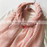 New Fashion Wind Spring Summer Silk Sunscreen Sweet Pink Printed Stripe Shawl Scarf Geometry Thin Beach thumbnail-3
