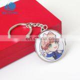 High Quality Zinc Alloy Metal Cartoon Round Shape Epoxy Logo Printing Keychain Custom Made Metal Keychains for Promotion