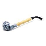 235mm Length Wooden Resin Medium Tobacco Pipe With Small Porcelain Head and Bamboo Joint Tube for Smoking thumbnail-2