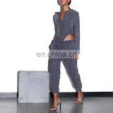 Women Sexy Long Sleeve Cardigan Hooded Top Jogger Pants Tracksuit Two Piece Set thumbnail-4