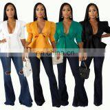 Drop Shipping Women Fashion Sexy Ruffled Hem Cardigan Lace-up Jacket thumbnail-1