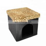 Wholesaler Soft upholstery dogs cats foldable pet ottoman folding pet house ottoman