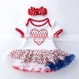4th of July Outfit 2019 Kids New American Independence Day Baby Short Sleeve Star Print Harness Skirt Two-piece Suit thumbnail-5