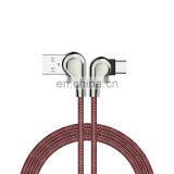 2019 Micro USB Cable USB Fast Charger Nylon Cord Micro USB 90 Degree Data Cable thumbnail-3