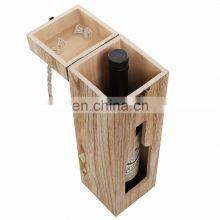 Country Rustic Finished Wood Cut Out Design Wine Case Carrier Modern Wine Bottle Carrying Box thumbnail-1