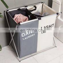 Trendy Multi Purpose New Modern Storage Double Folding Collapsible Laundry Basket thumbnail-3