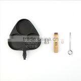 Mini Three Holes Cast Iron Frying Pan With Wooden Handle thumbnail-5