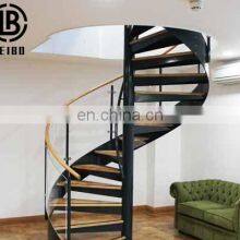Carbon Steel Structure Iron Balustrade Staircase Wooden Interior Carbon Steel Spiral Staircase thumbnail-5